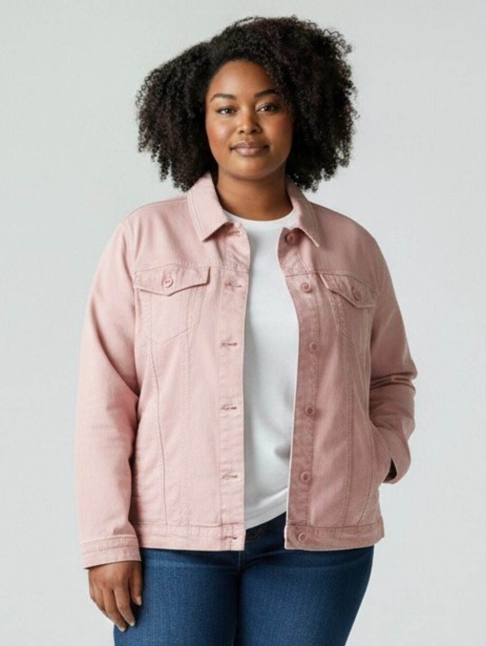 Lands End Dusty Blush Pink Button Up Denim Jacket Women's Plus Size 2X